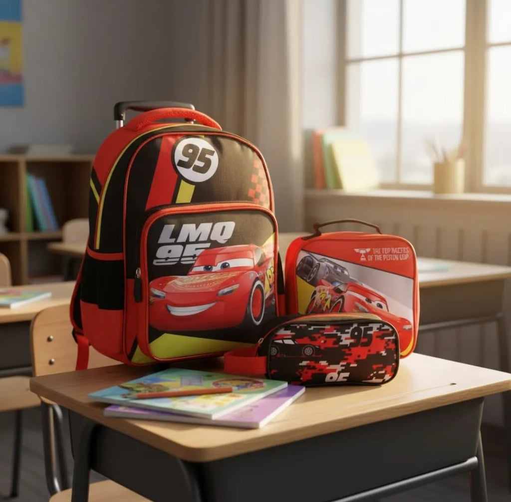 mochila escolar cars 3 piezas original
