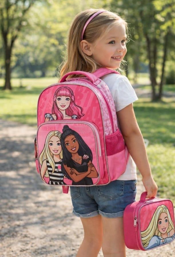 mochila escolar barbie rosa diseño único